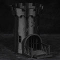 Dragon Dice Tower – Castle – 3D printed black Dungeons & Dragons medieval castle dice tower that can accommodate