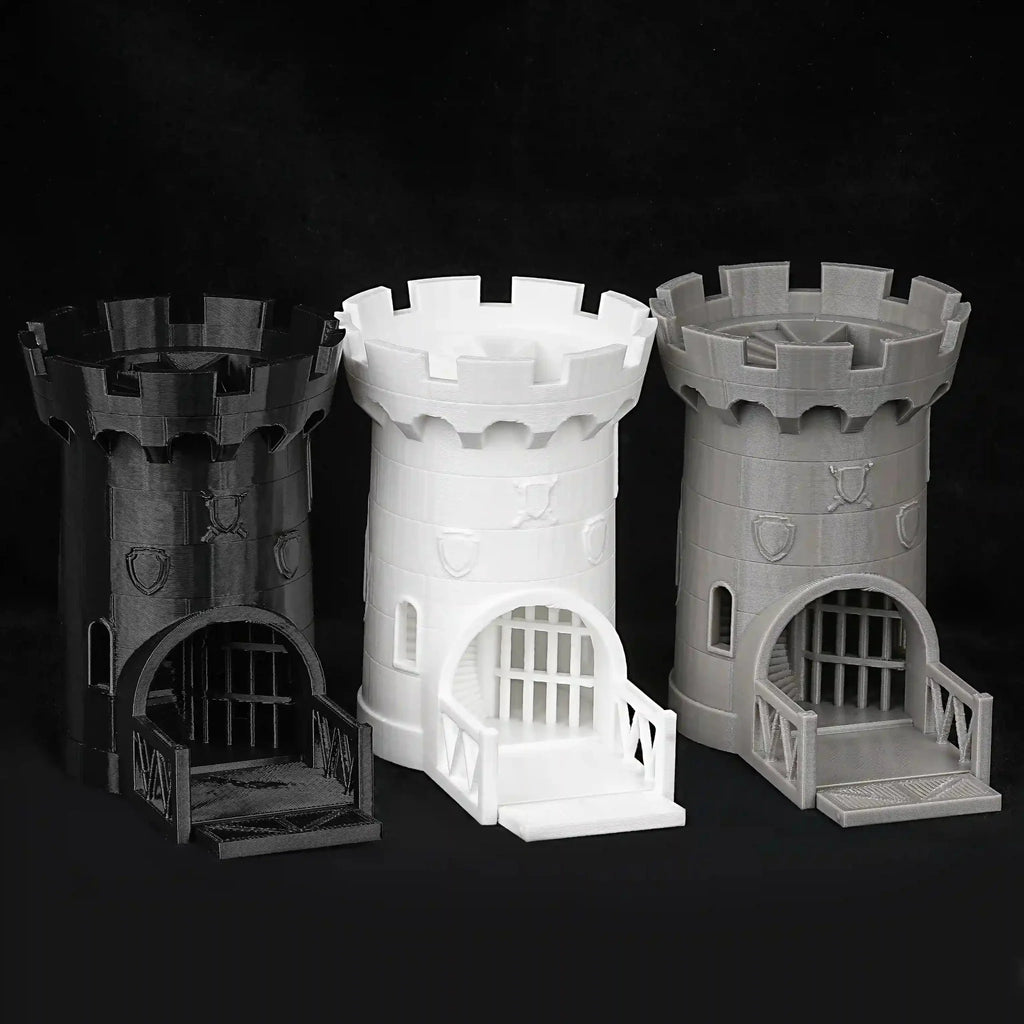 Dragon Dice Tower – Castle – 3D Printed Dungeons & Dragons Medieval Castle Dice Tower, Available in Black, White, and