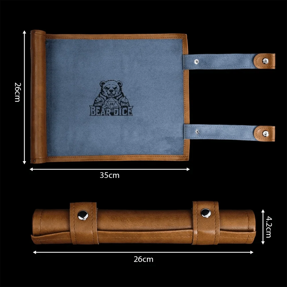 Dragon Dice Tray – Leather – Scroll Pad – One-piece leather mat tray roll-type DND dice box, logo pattern can be
