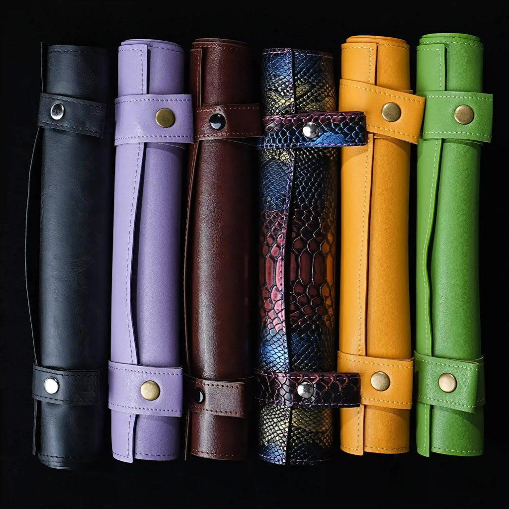 Dragon Dice Tray – Leather – Scroll Pad – One-piece leather mat tray roll-type DND dice box with customizable logo