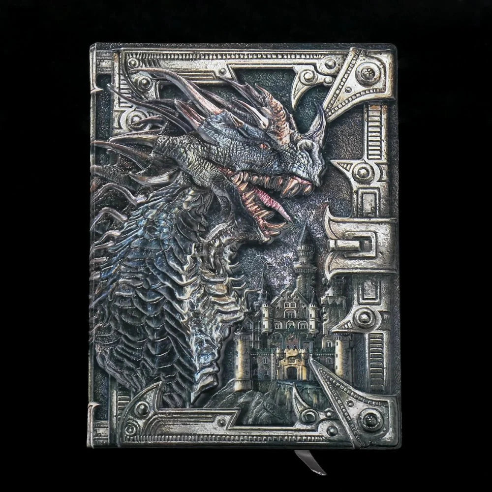 Dragon D&D Campaign Journal – Leather Cover – Dungeon Master Grimoire - 3D Embossed Dragon Faux Leather D&D Journal