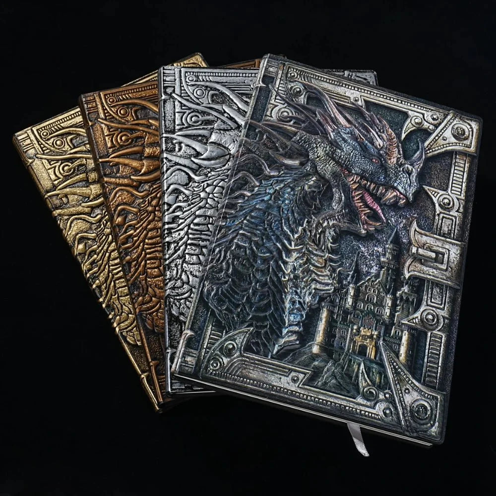 Dragon D&D Campaign Journal – Leather Cover – Dungeon Master Grimoire - 3D Embossed Dragon Faux Leather D&D Journal
