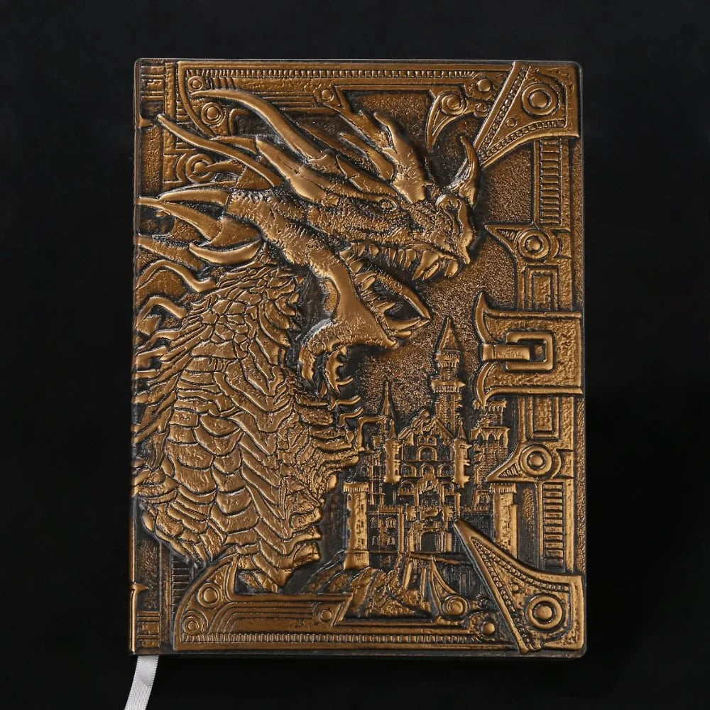 Dragon D&D Campaign Journal – Leather Cover – Dungeon Master Grimoire - 3D Embossed Dragon Faux Leather D&D Journal