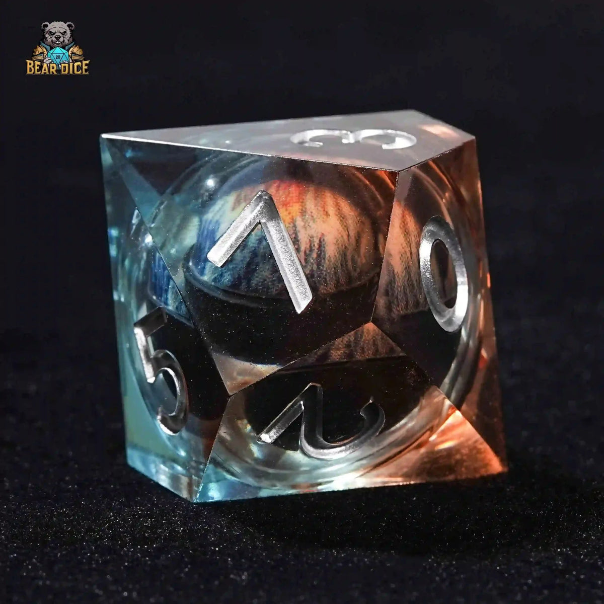 Dragon Liquid Core Dice Set – Eye Clear – Blue transparent resin D10 dice liquid core longan 10 - sided dice