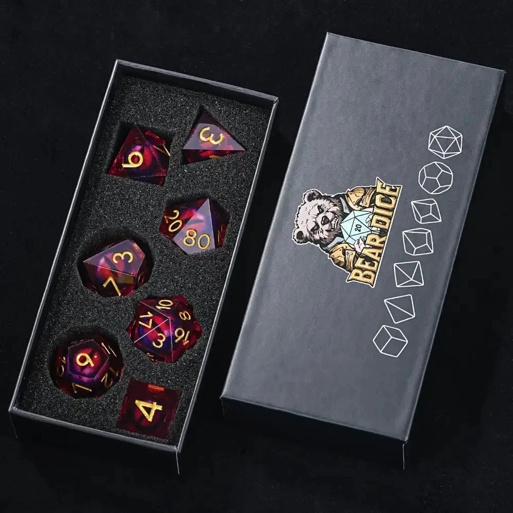 Dragon Liquid Core Liquid Core Dice Set – Eye – Personalized Design 1 – Sharp-edged resin dragon eyedropper core DND