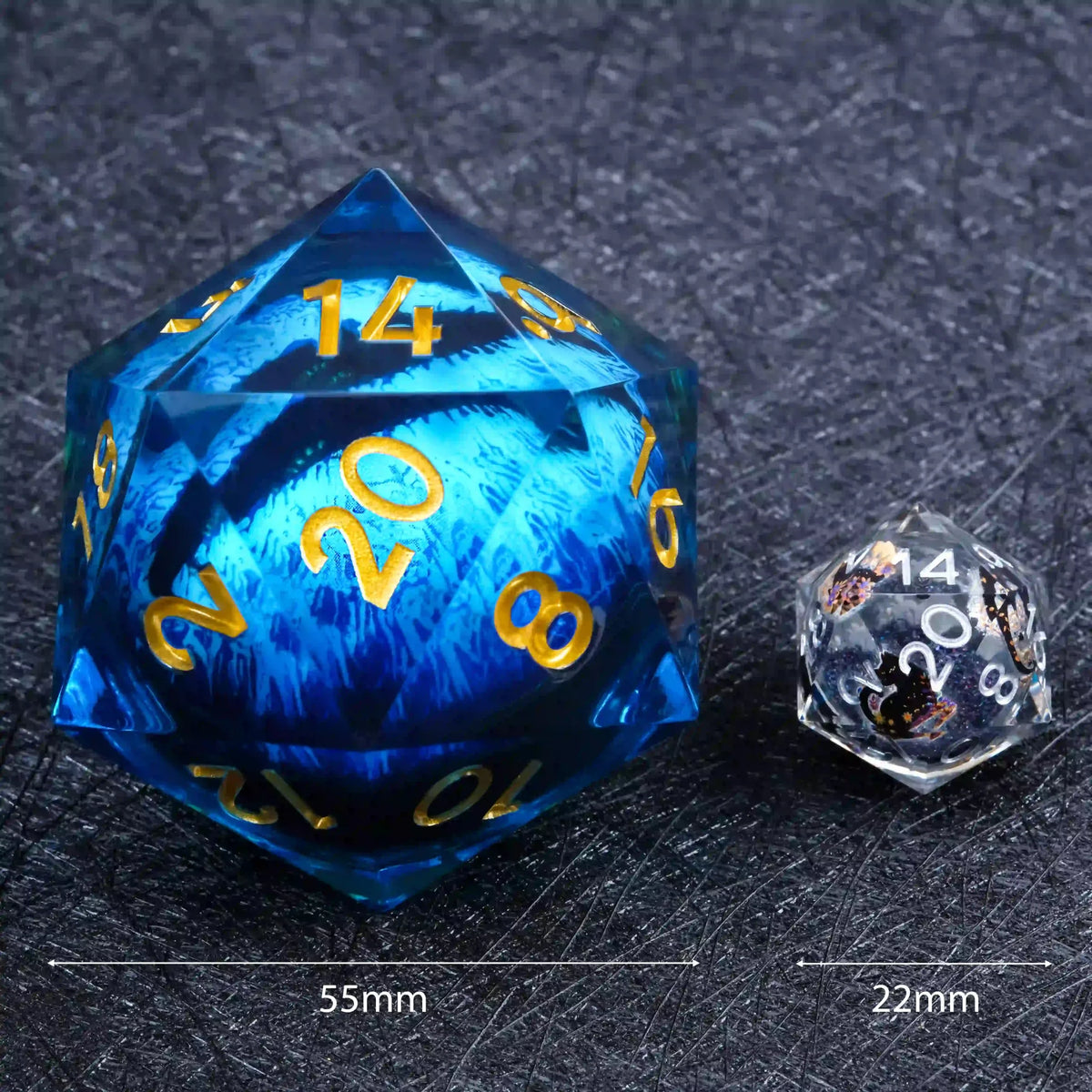 Dragon Liquid Core Dice Set – Giant Longan – 55mm Giant D20 Dice Resin Liquid Core Dragon Eye RPG Dice
