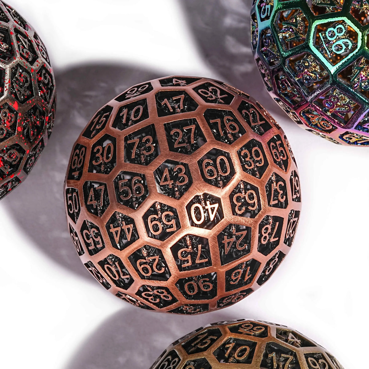 Dragon Metal D100 Dice – Copper – Hollow Metal Dragon D100 Dice 50mm Spherical Red Copper