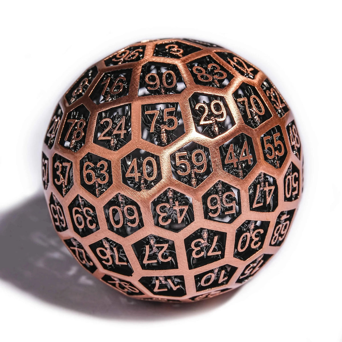 Dragon Metal D100 Dice – Copper – Hollow Metal Dragon D100 Dice 50mm Spherical Red Copper