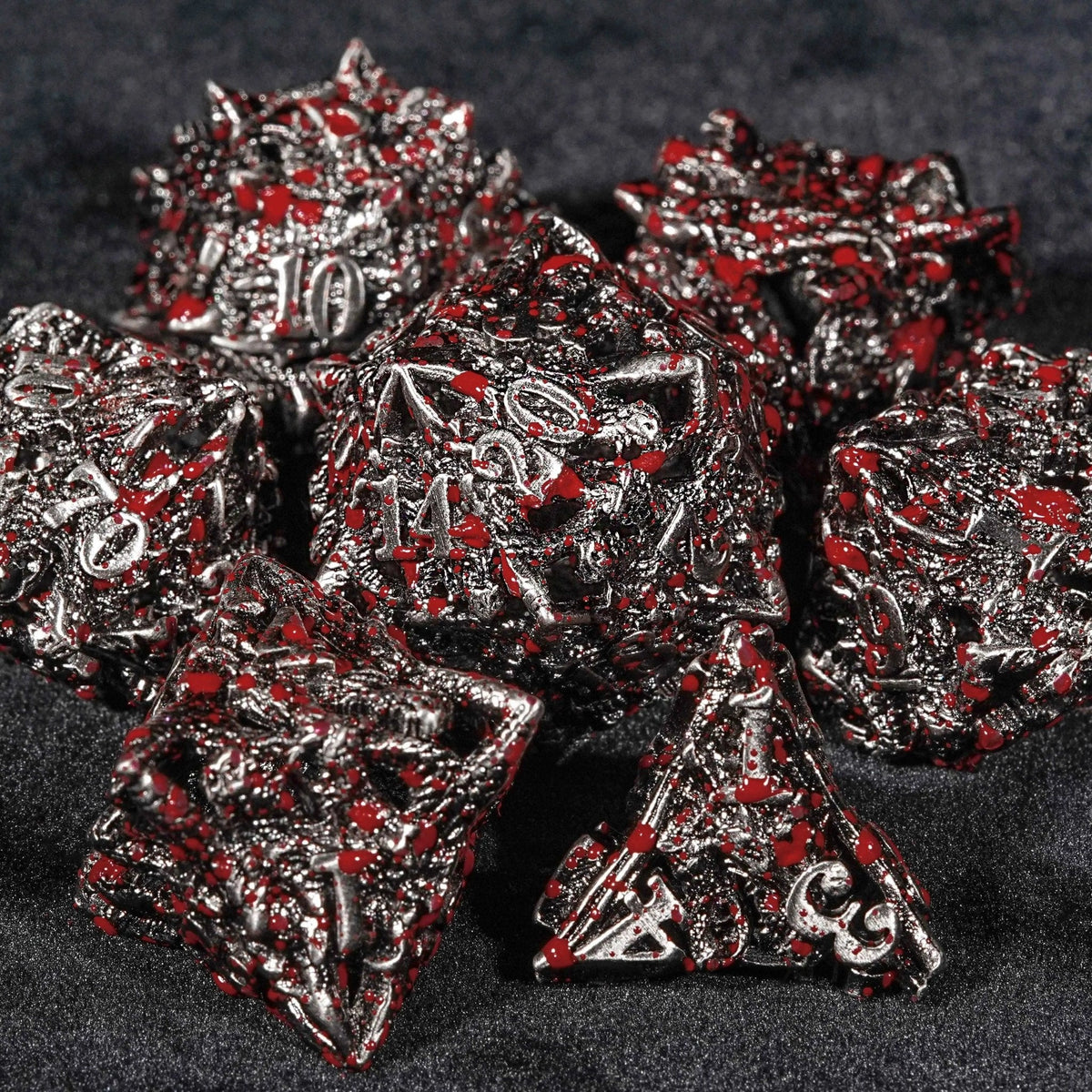 Dragon Metal DND Dice Set – Blood Head – Bloody Dragon Head Metal Hollow D&D Dice Set
