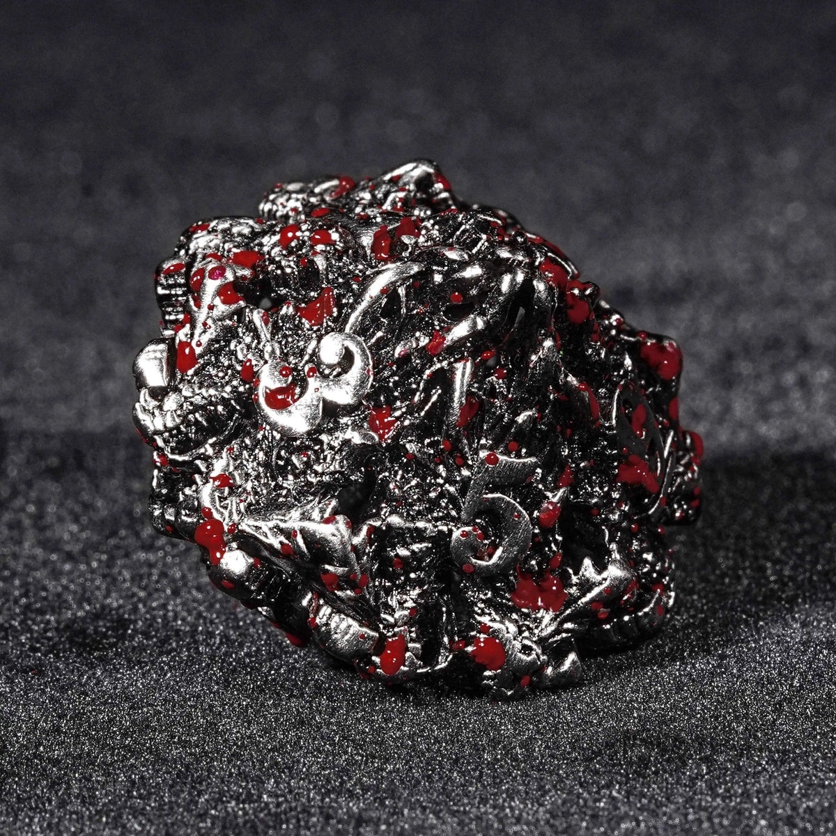 Dragon Metal DND Dice Set – Blood Head – Irregular cool polyhedron dice: Blood Dragon Head Metal Hollow DND D10 Dice
