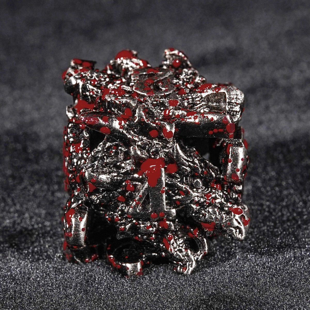 Dragon Metal DND Dice Set – Blood Head – Irregular cool polyhedron dice: Blood Dragon Head Metal Hollow DND D6 Dice