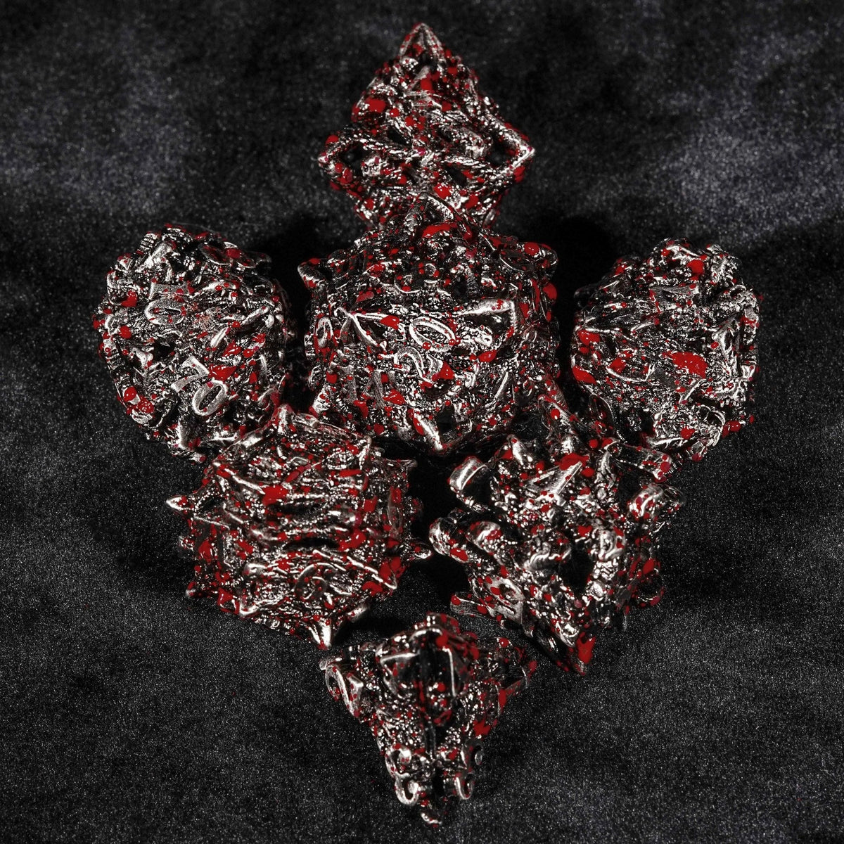 Dragon Metal DND Dice Set – Blood Head – Irregular Polyhedral Dice: Blood Dragon Head Metal Hollow DND Dice Set
