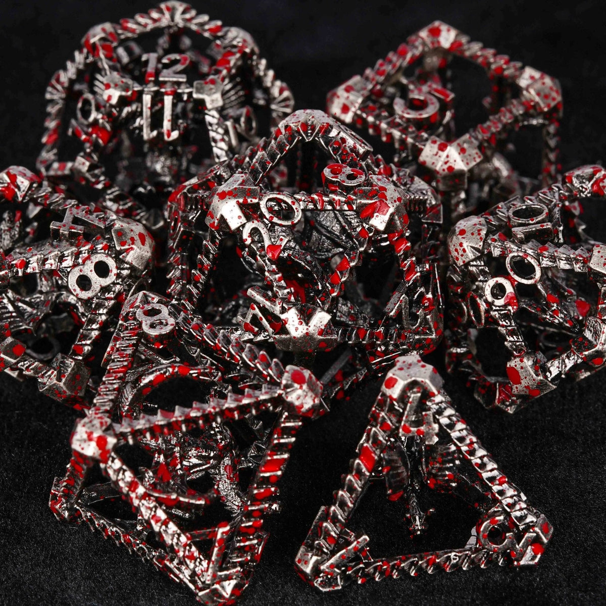 Dragon Metal DND Dice Set – Bloodstain – Metal Hollow 3D Dragon D&D Bloodstain Dice Set