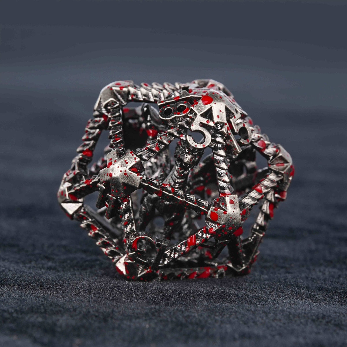 Dragon Metal DND Dice Set – Bloodstain – Metal Hollow 3D Dragon D&D Bloodstain Dice Set