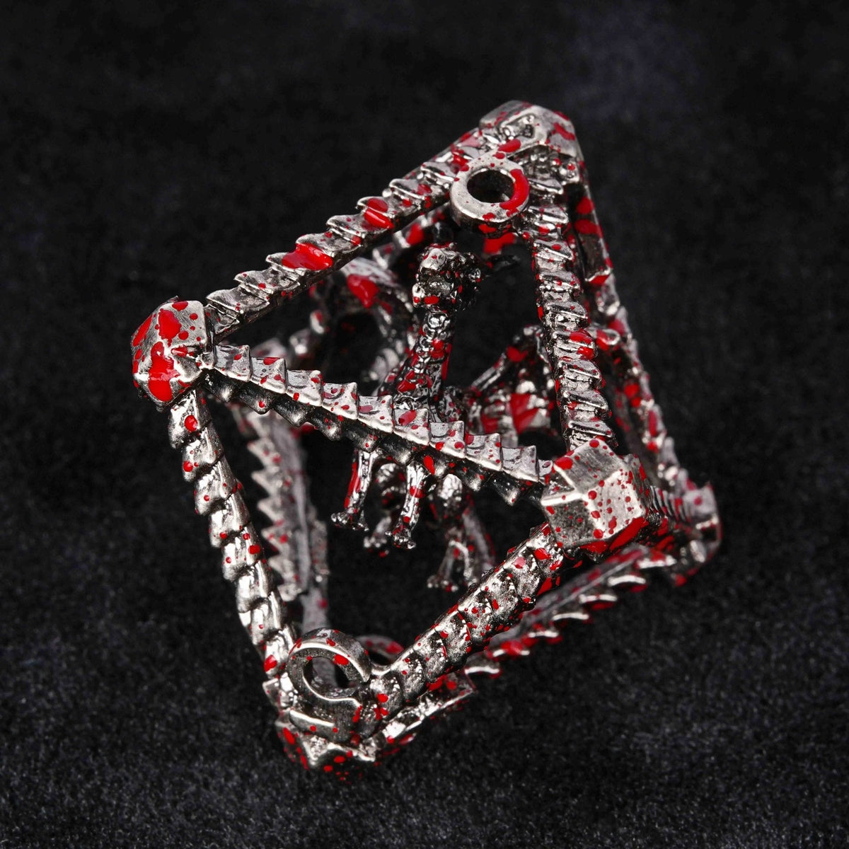 Dragon Metal DND Dice Set – Bloodstain – Metal Hollow 3D Dragon D&D Bloodstain Dice Set