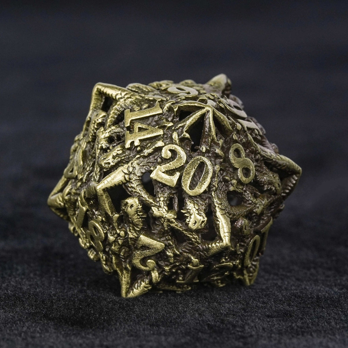 Dragon Metal DND Dice Set – Bronze Head – Unusual dragon head bronze hollow metal irregular dnd dice set