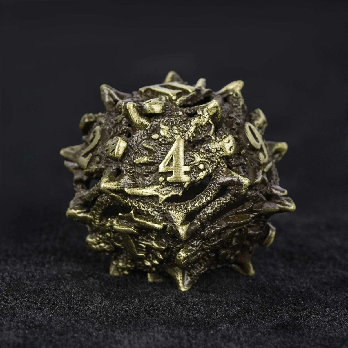 Dragon Metal DND Dice Set – Bronze Head – Unusual dragon head bronze hollow metal irregular dnd dice set