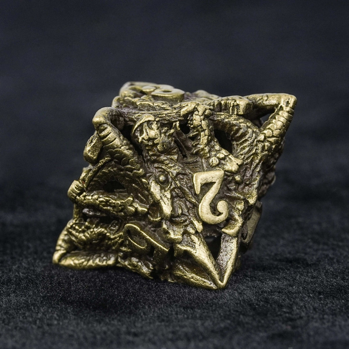 Dragon Metal DND Dice Set – Bronze Head – Unusual dragon head bronze hollow metal irregular dnd dice set