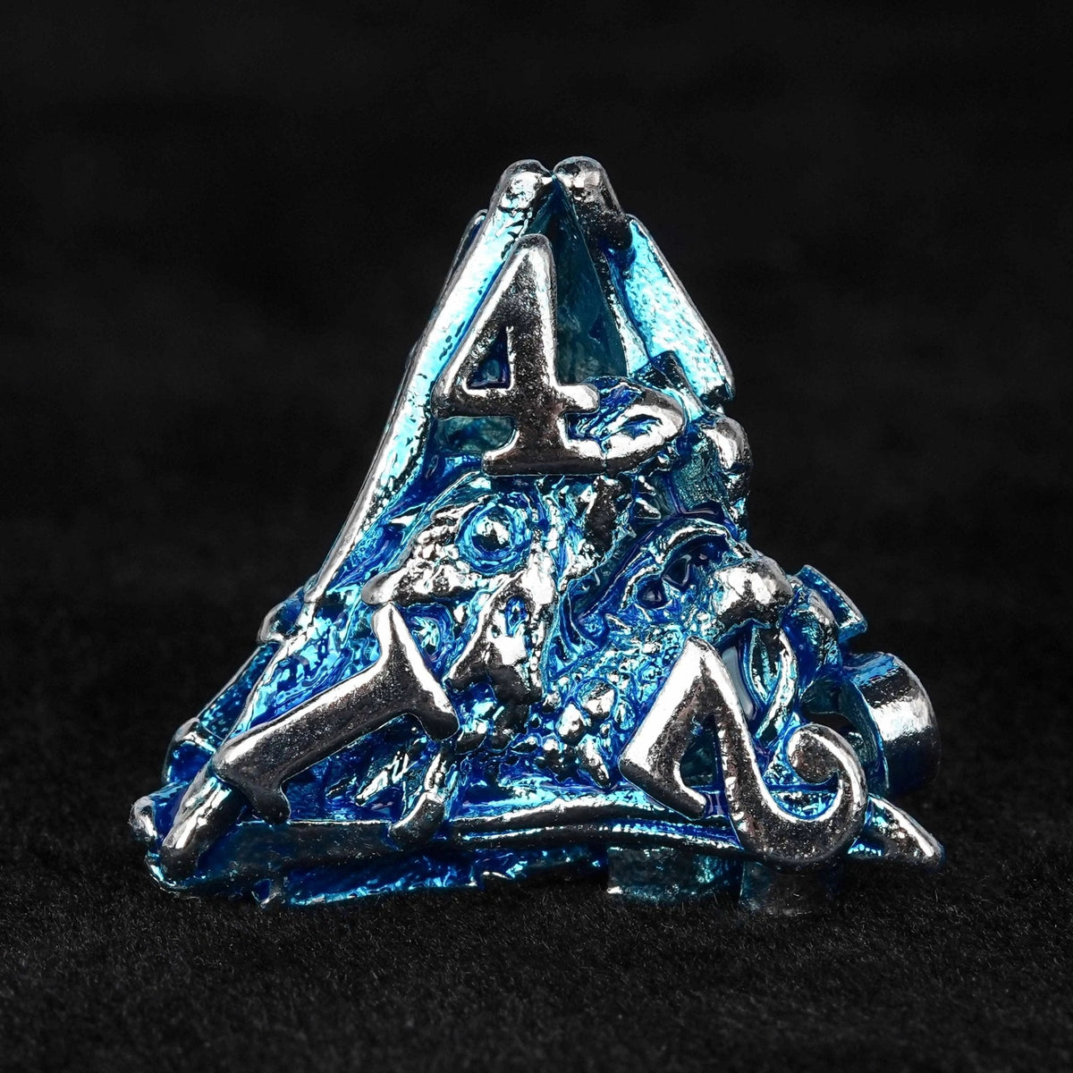 Dragon Metal DND Dice Set – Dungeon Sets – Balor Style - Silver Blue Dragon Head Metal Hollow dnd Dice Set
