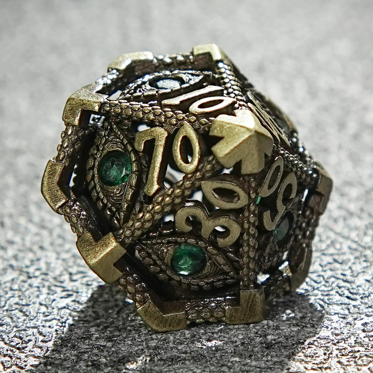 Dragon Metal DND Dice Set – Eye Sets – DND Bronze Emerald Dragon Eye Metal Hollow D% Dice