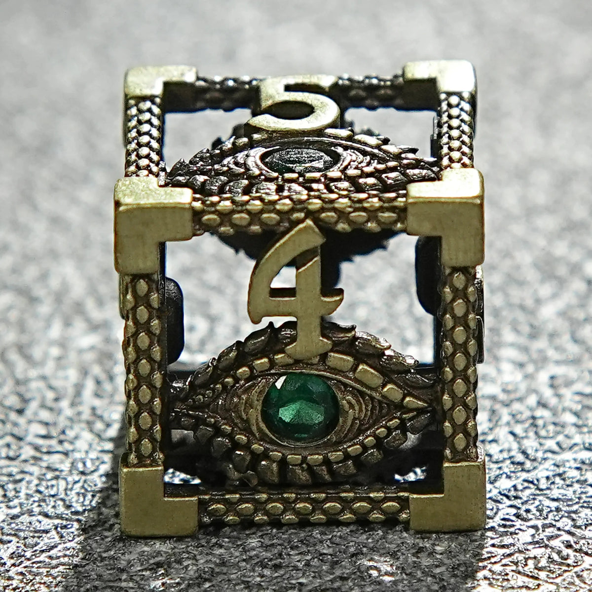 Dragon Metal DND Dice Set – Eye Sets – DND Bronze Emerald Dragon Eye Metal Hollow D6 Dice