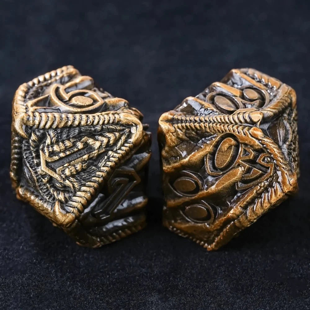 Dragon Metal DND Dice Set – Fantasy Head – DND Epic Fantasy Metal Dragon Head D10 and D% Dice