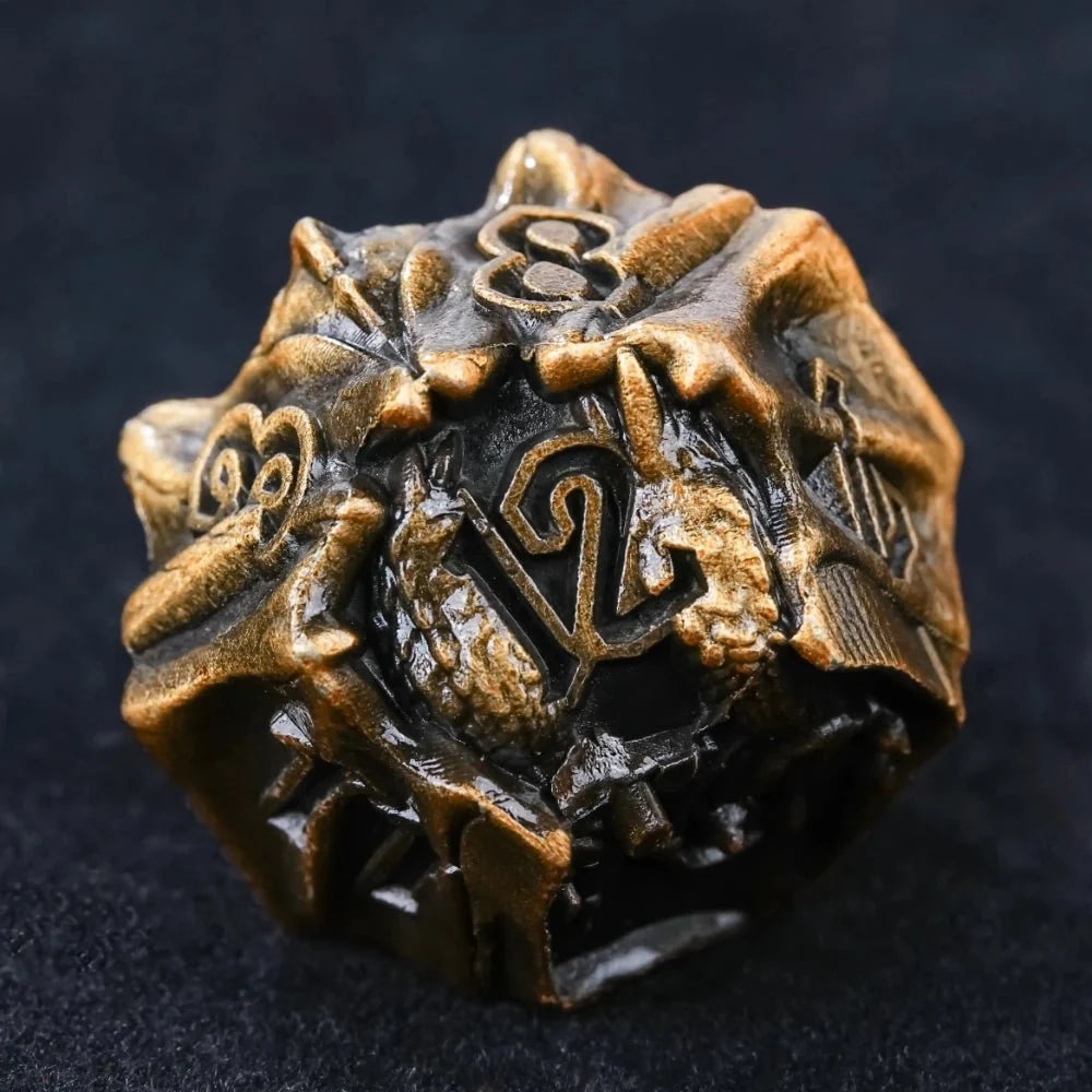 Dragon Metal DND Dice Set – Fantasy Head – DND Epic Fantasy Metal Dragon Head D12 Dice