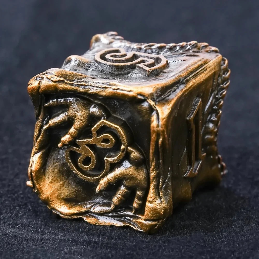 Dragon Metal DND Dice Set – Fantasy Head – DND Epic Fantasy Metal Dragon Head D6 Dice