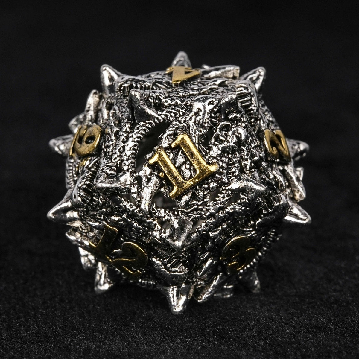 Dragon Metal DND Dice Set – Head – dungeons and dragons silver shaped dragon head metal hollow dice set