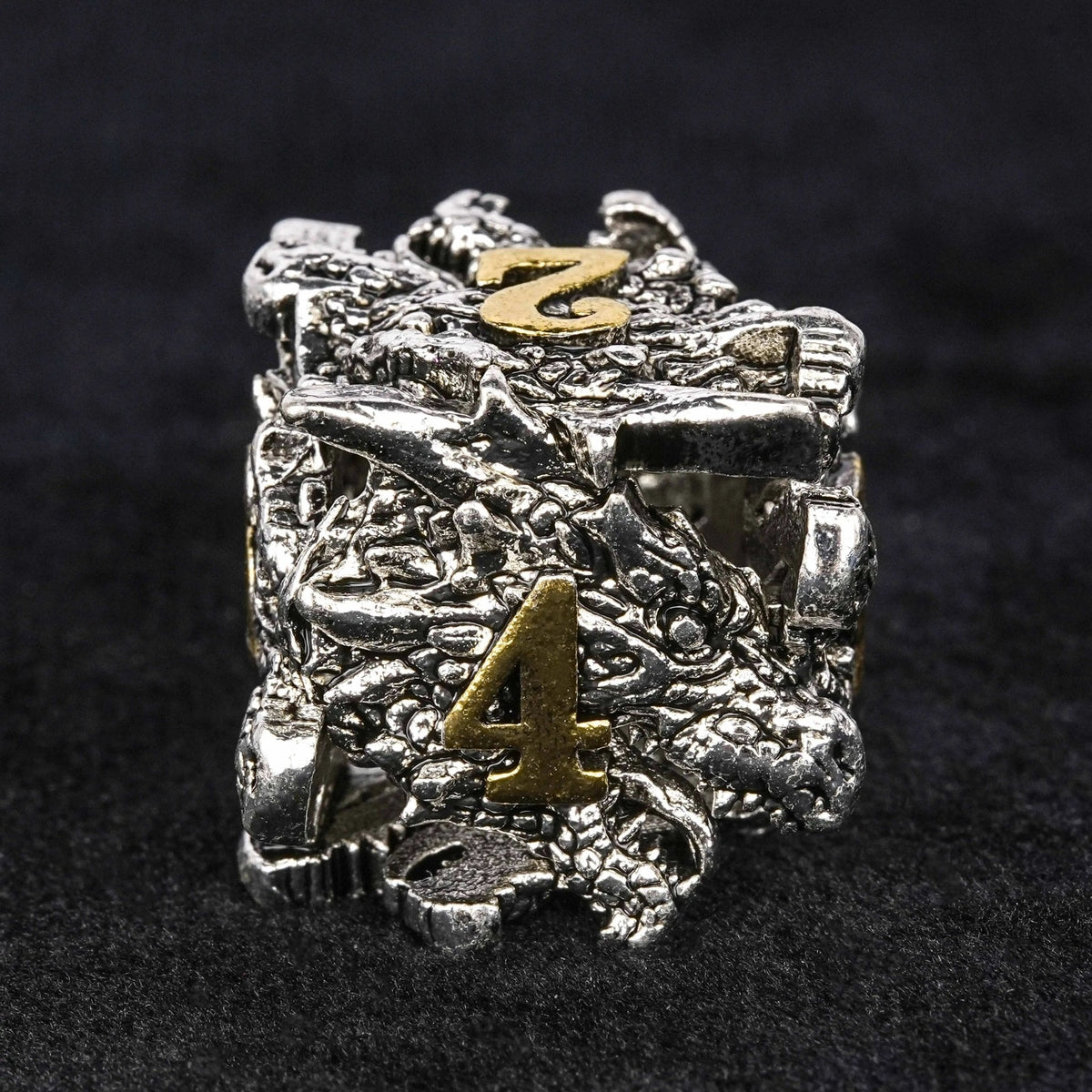 Dragon Metal DND Dice Set – Head – dungeons and dragons silver shaped dragon head metal hollow dice set