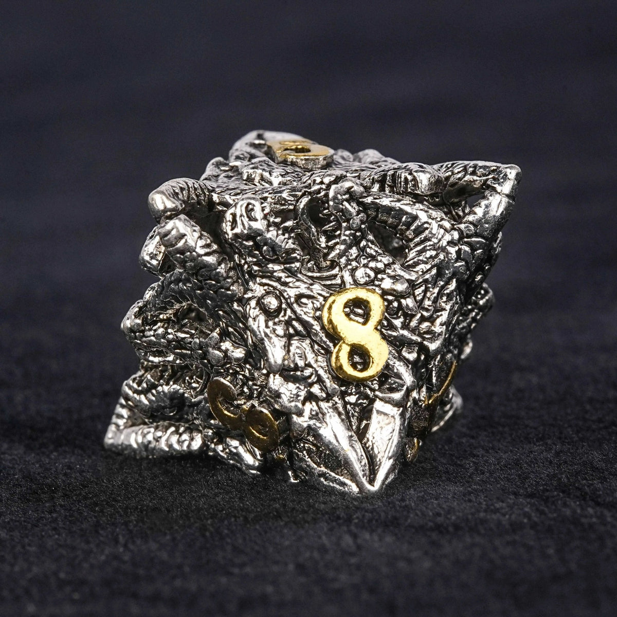 Dragon Metal DND Dice Set – Head – dungeons and dragons silver shaped dragon head metal hollow dice set