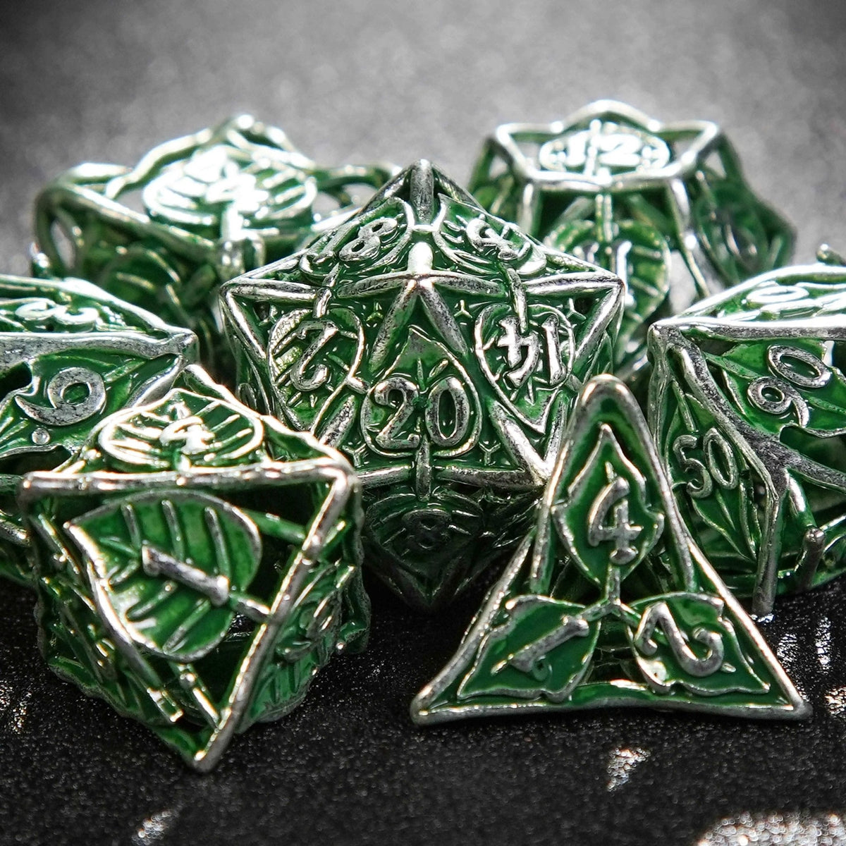 Dragon Metal DND Dice Set – Pride – Dragon Pride dice set + green