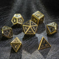 Dragon Metal DND Dice Set – Scale Imitation – Metal solid dragon scale imitation gold black dice set