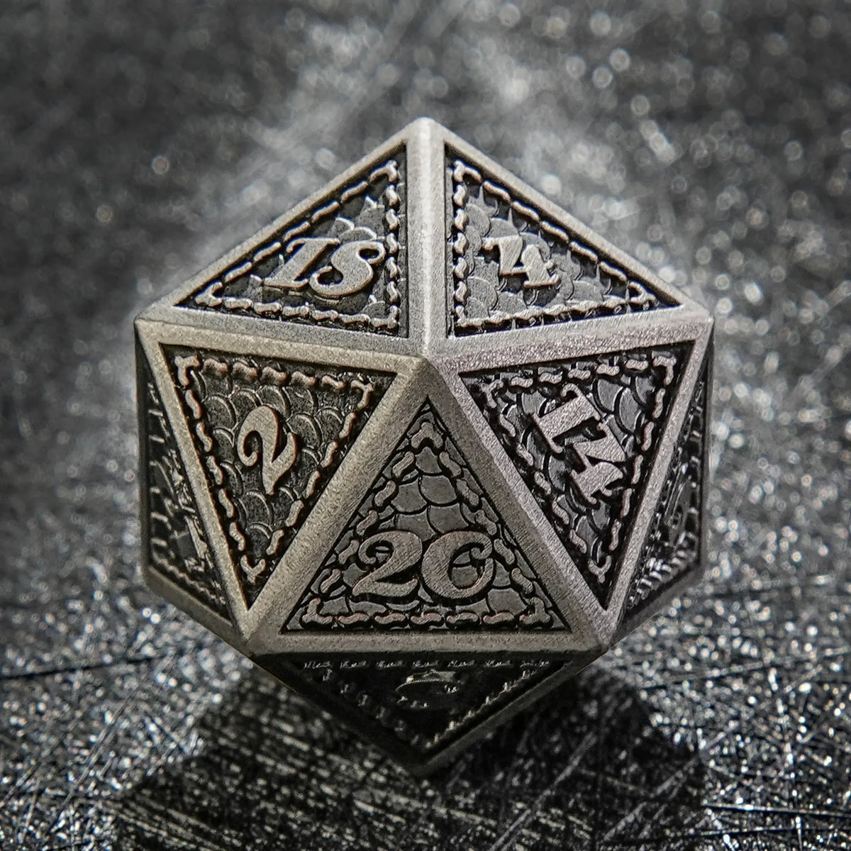 Dragon Metal DND Dice Set – Scale Polyhedron – Classic Polyhedron Vintage Dragon Scale Metal DND Dice Set