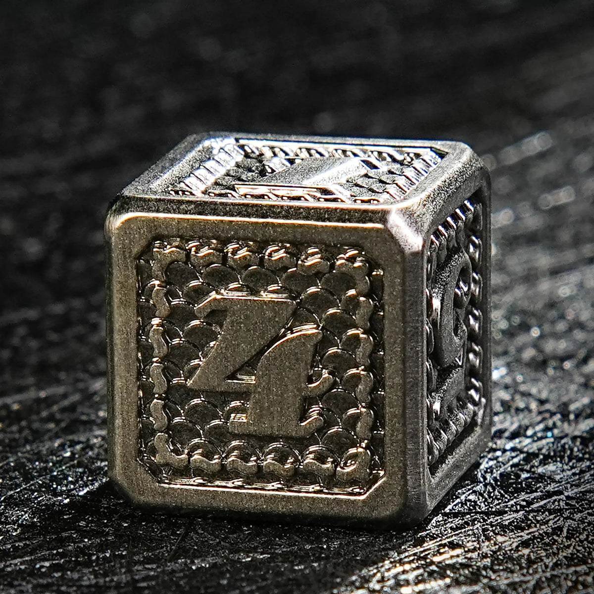 Dragon Metal DND Dice Set – Scale Polyhedron – Classic Polyhedron Vintage Dragon Scale Metal DND Dice Set