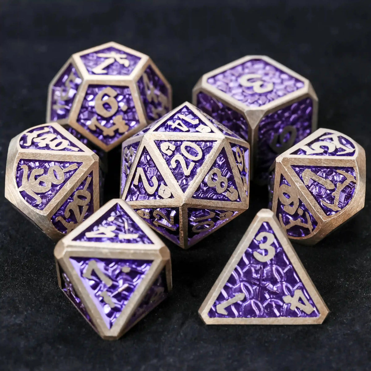 Dragon Metal DND Dice Set – Scale – DND Dice – Dragon Scale Series Metal Dice Set