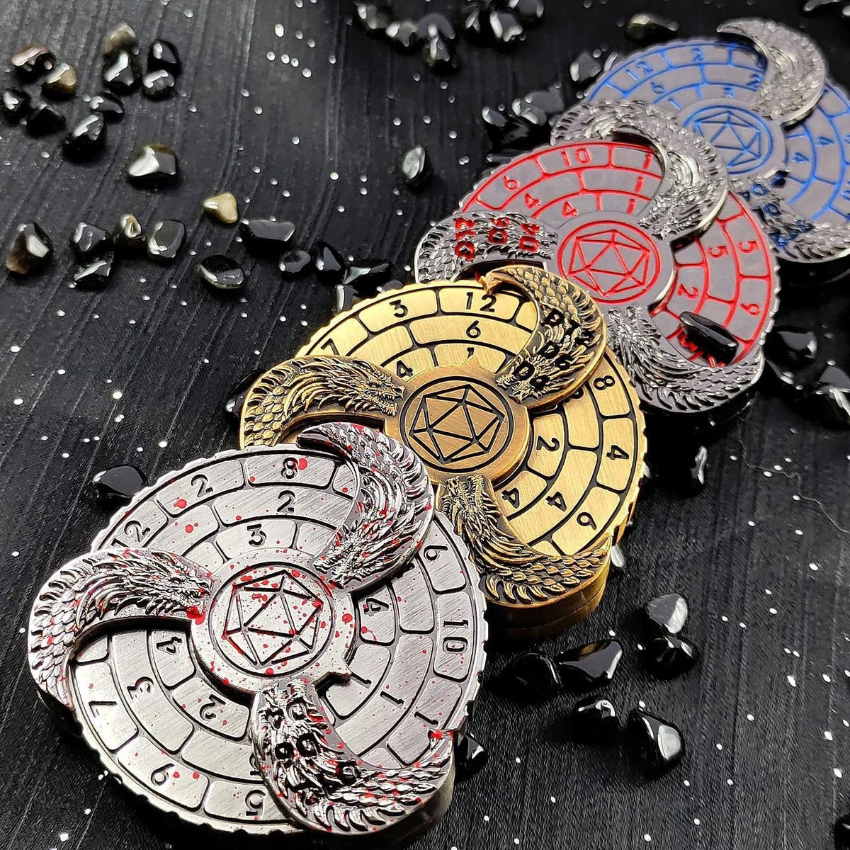 Dragon Metal Spinner Dice Set – Gyro Roulette – Unique DND Roulette Dice Spinner: 7 in 1 Metal Dragon Fidget Spinner