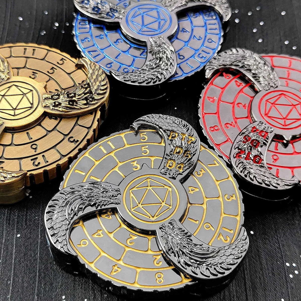 Dragon Metal Spinner Dice Set – Gyro Roulette – Unique DND Roulette Dice Spinner: 7 in 1 Metal Dragon Fidget Spinner