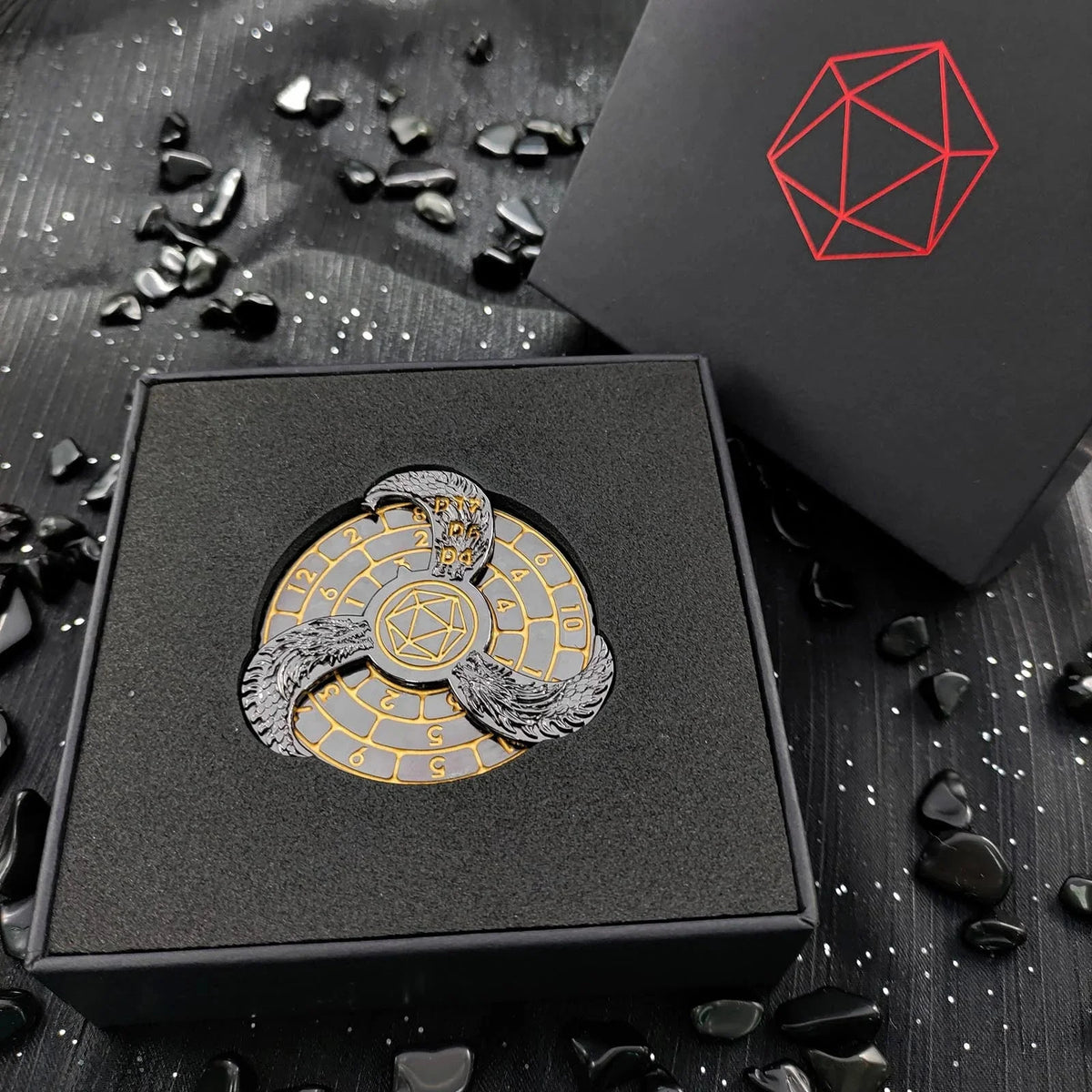 Dragon Metal Spinner Dice Set – Gyro Roulette – Unique DND Roulette Dice Spinner: 7 in 1 Metal Dragon Fidget Spinner