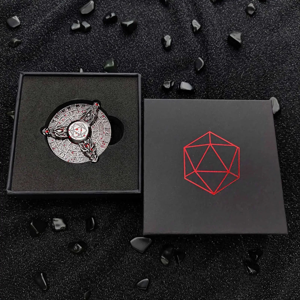 Dragon Metal Spinner Dice Set – Gyroscope Roulette – 7-in-1 Bloodstained Metal Dragon Head DND Fidget Spinner Dice + a