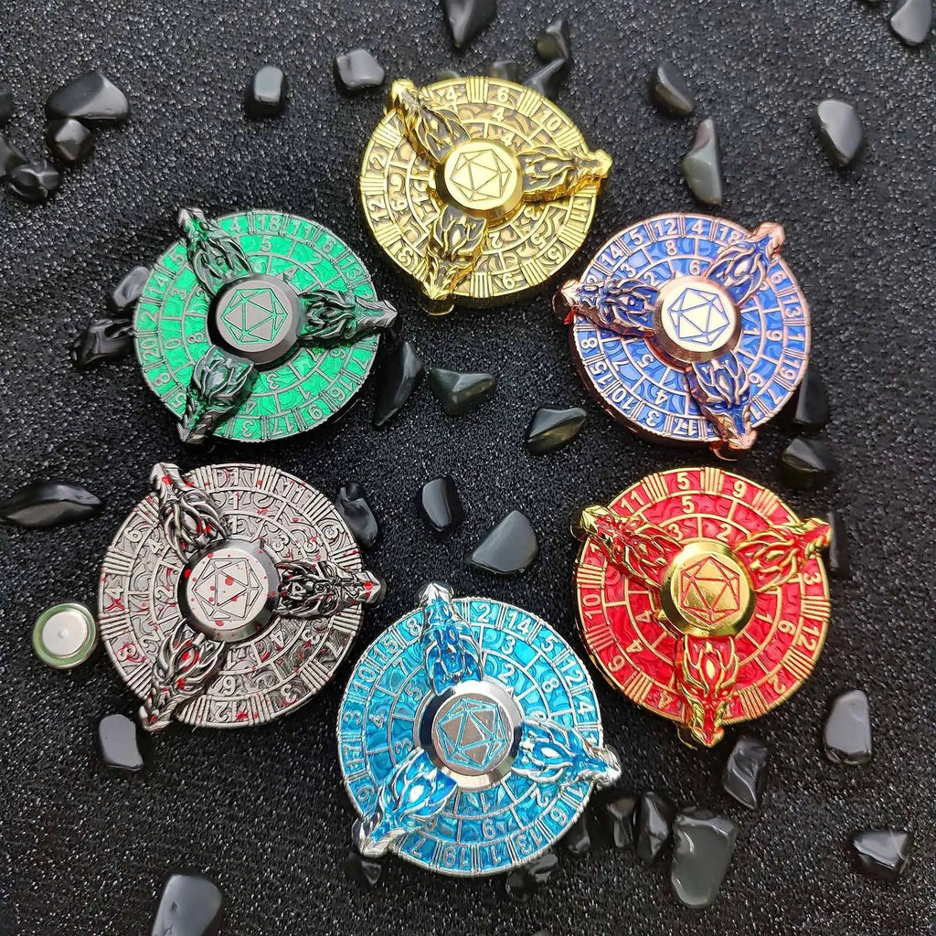 Dragon Metal Spinner Dice Set – Gyroscope Roulette – Unique fidget spinner dice: 6 cool metal dragon head DND spinning