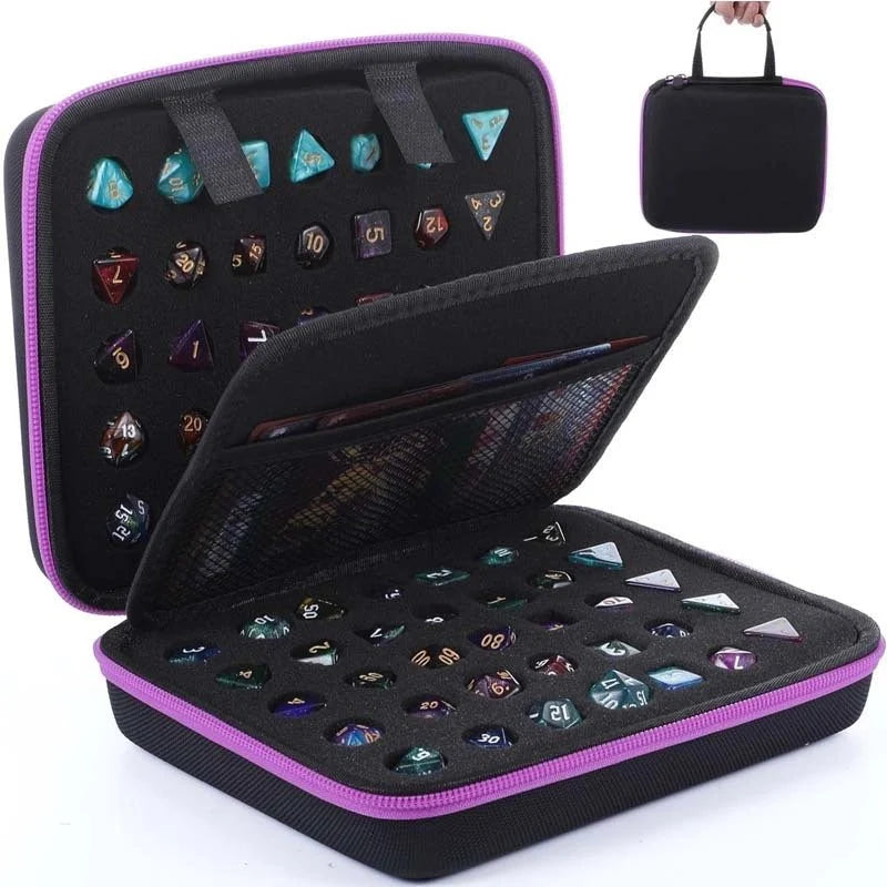 Dragon Wing Metal DND Dice Set – Color Zipper – Dice Collection - DND Dice Set Storage Box + Zippered Dice Case + Logo