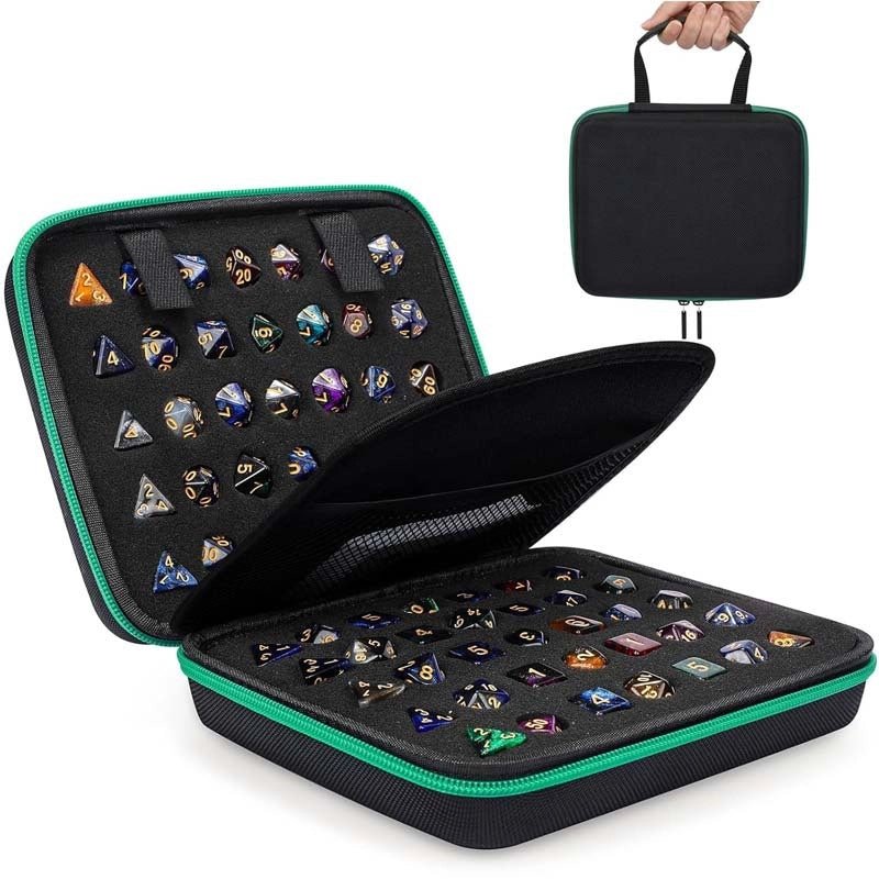 Dragon Wing Metal DND Dice Set – Color Zipper – Dice Collection - DND Dice Set Storage Box + Zippered Dice Case + Logo