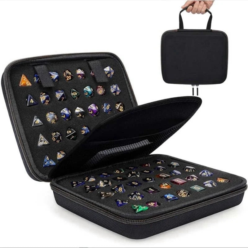 Dragon Wing Metal DND Dice Set – Color Zipper – Dice Collection - DND Dice Set Storage Box + Zippered Dice Case + Logo