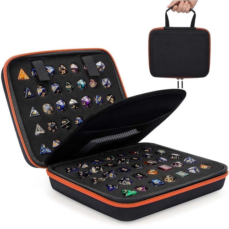 Dragon Wing Metal DND Dice Set – Color Zipper – Dice Collection - DND Dice Set Storage Box + Zippered Dice Case + Logo