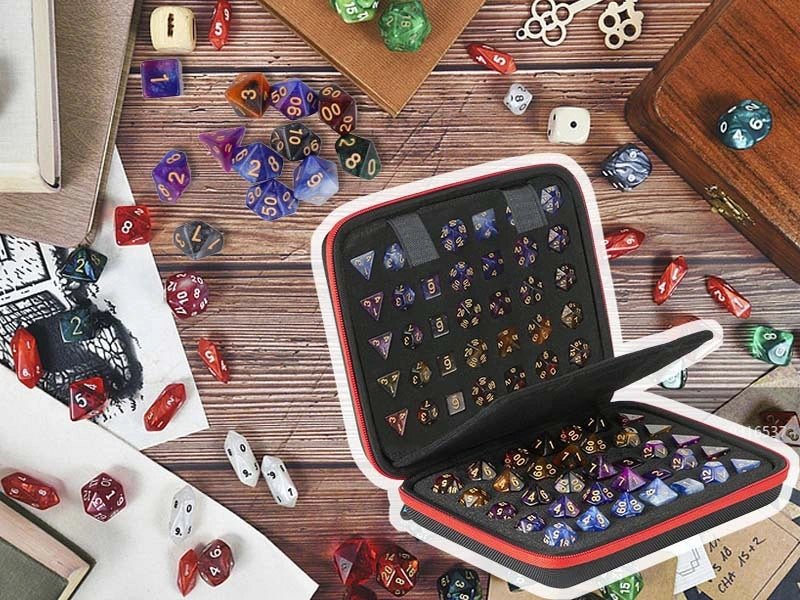 Dragon Wing Metal DND Dice Set – Color Zipper – Dice Collection - DND Dice Set Storage Box + Zippered Dice Case + Logo