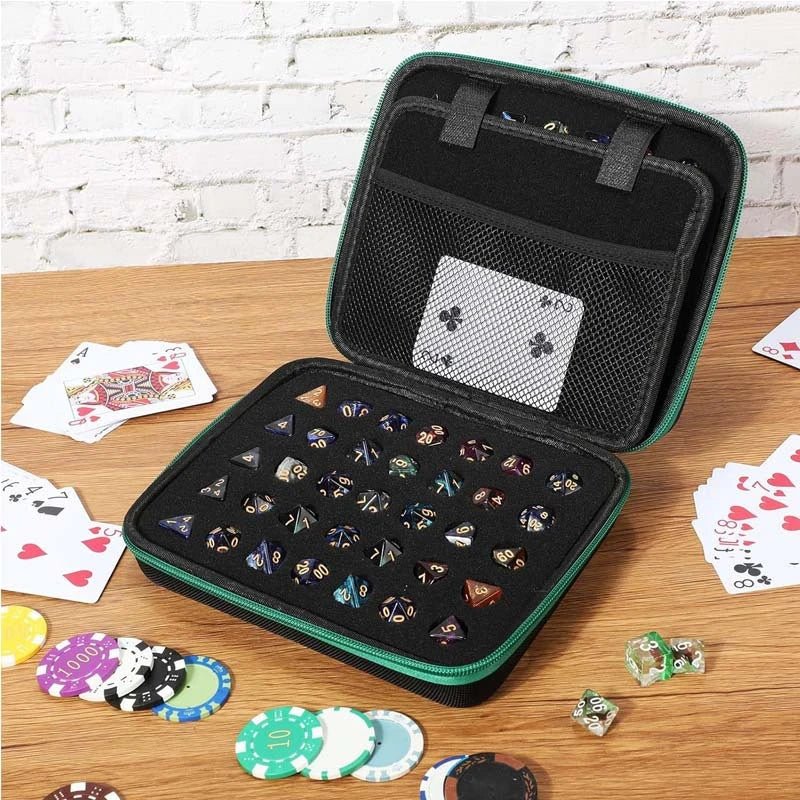 Dragon Wing Metal DND Dice Set – Color Zipper – Dice Collection - DND Dice Set Storage Box + Zippered Dice Case + Logo