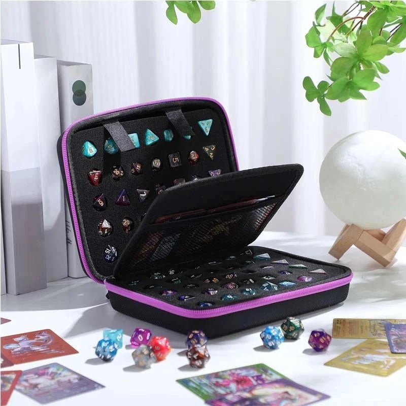 Dragon Wing Metal DND Dice Set – Color Zipper – Dice Collection - DND Dice Set Storage Box + Zippered Dice Case + Logo