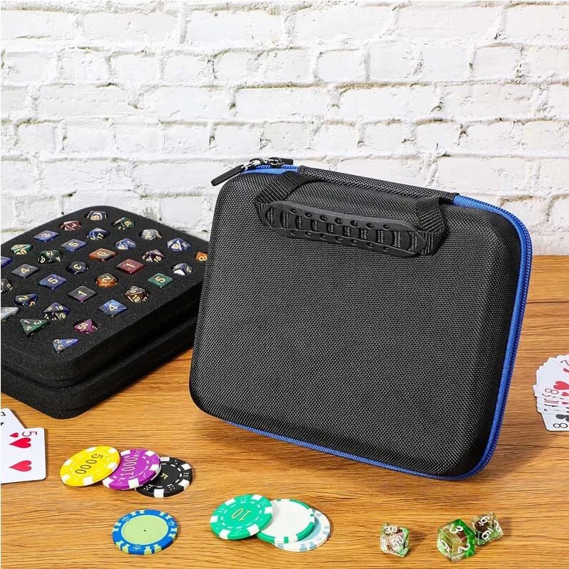 Dragon Wing Metal DND Dice Set – Color Zipper – Dice Collection - DND Dice Set Storage Box + Zippered Dice Case + Logo