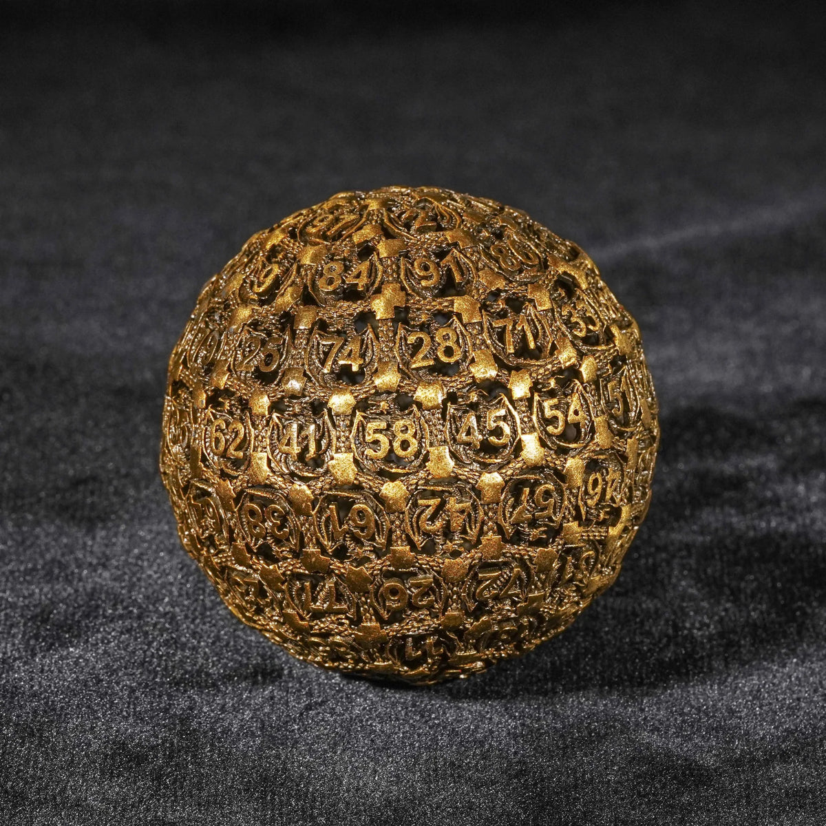 Dragon's Tooth Antique Gold D100 Die – Dragon's Tooth - 50mm Antique Gold D100 Metal Dice